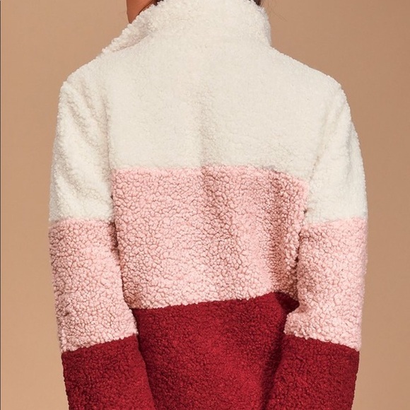 Lulus Pink Multi Color Sherpa Jacket - Picture 2 of 9